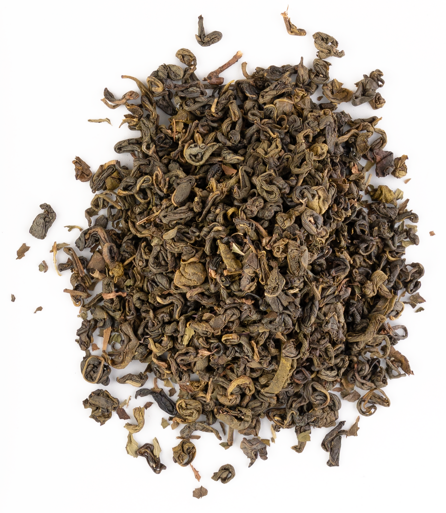 Loose leaf Minty Green tea with spearmint and lemongrass on a white background