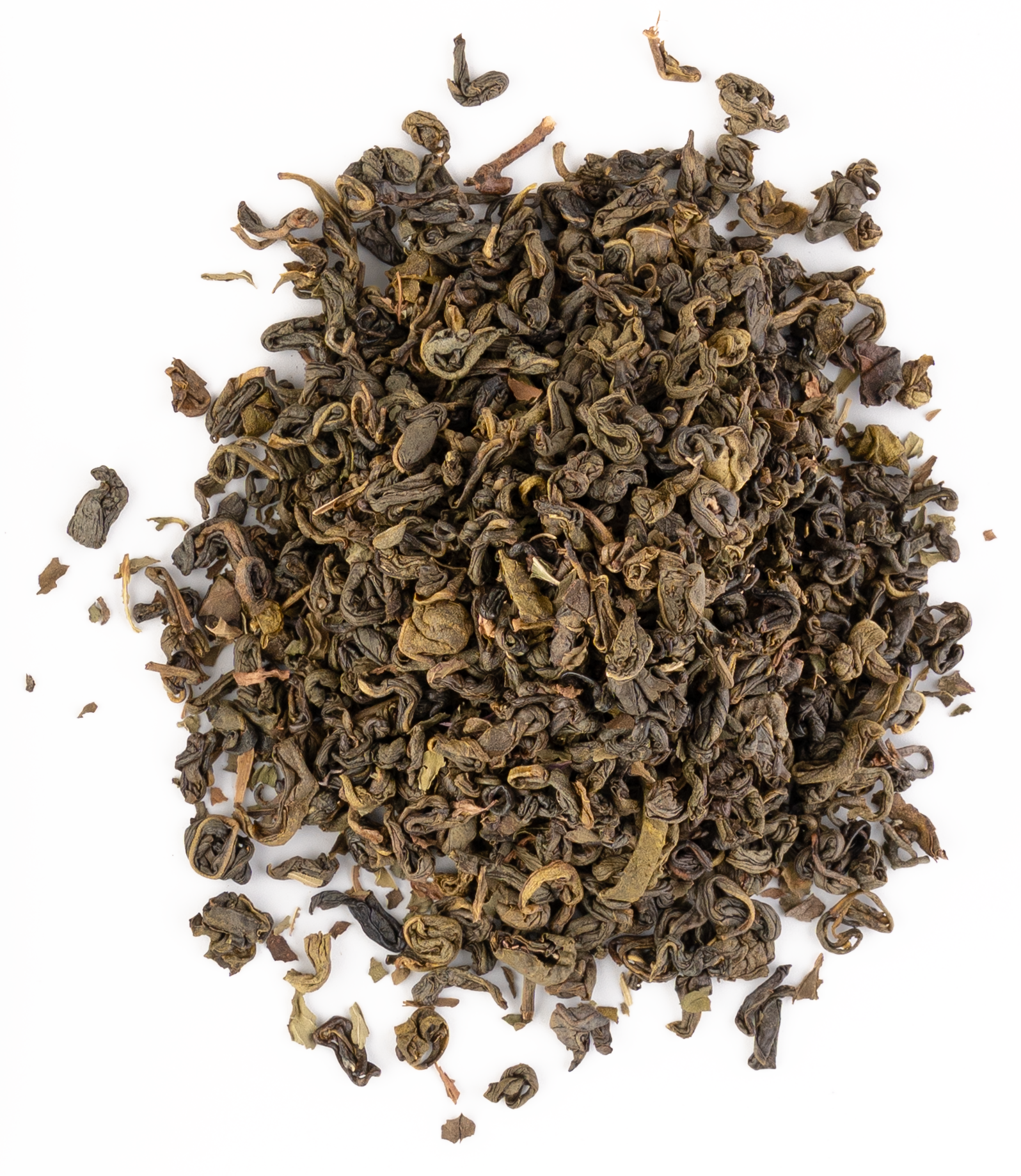  Loose leaf Minty Green tea with spearmint and lemongrass on a white background