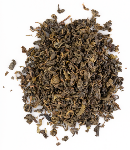  Loose leaf Minty Green tea with spearmint and lemongrass on a white background