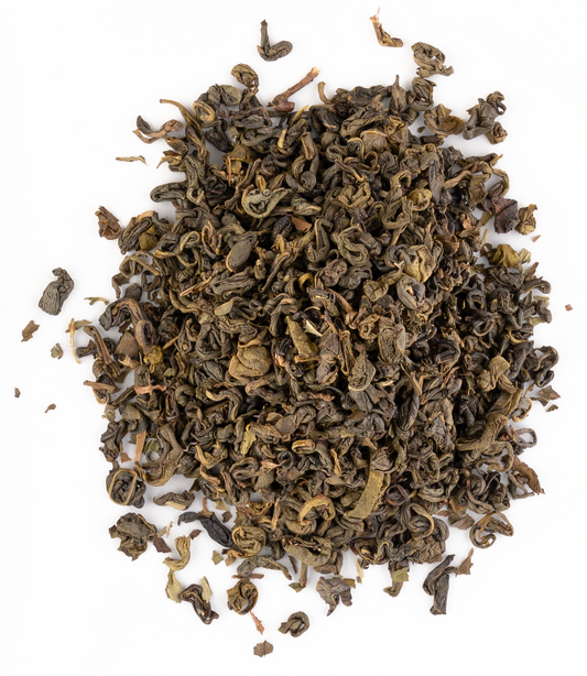  Loose leaf Minty Green tea with spearmint and lemongrass on a white background