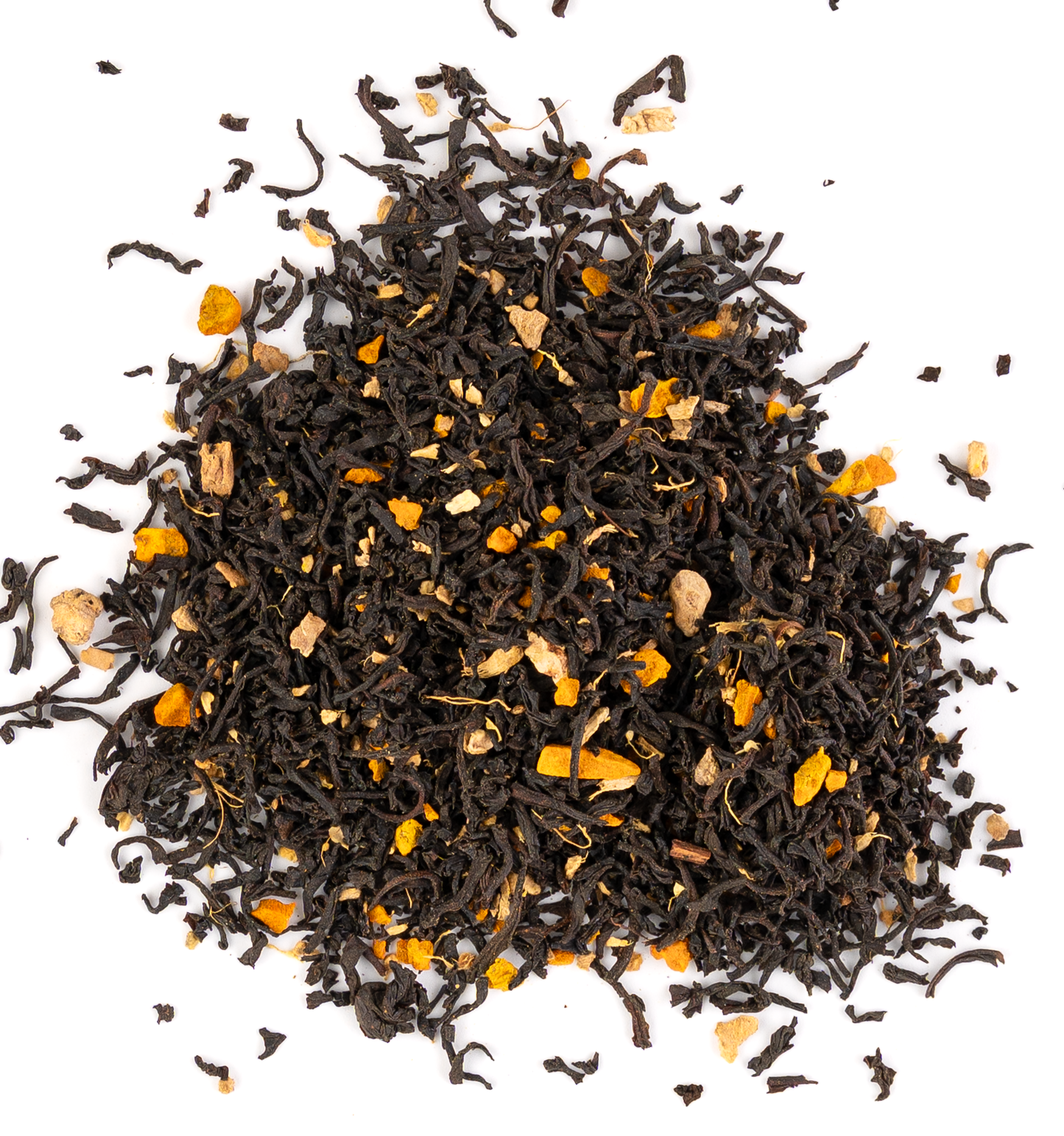 Golden turmeric and ginger tea on a white background