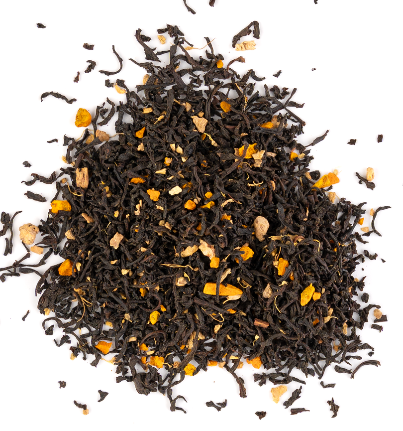Golden turmeric and ginger tea on a white background